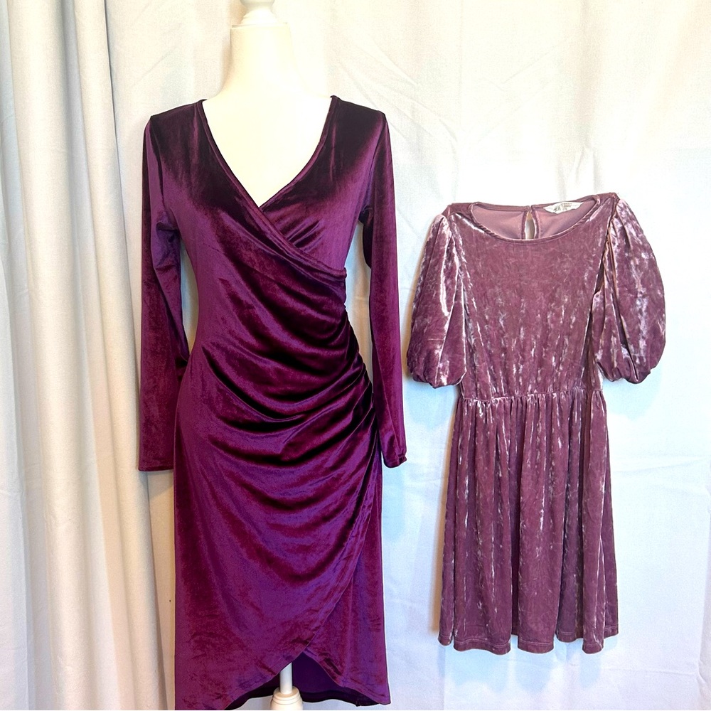 Mommy and little girl purple velvet set| mommy | h&m kids | amazon ladies